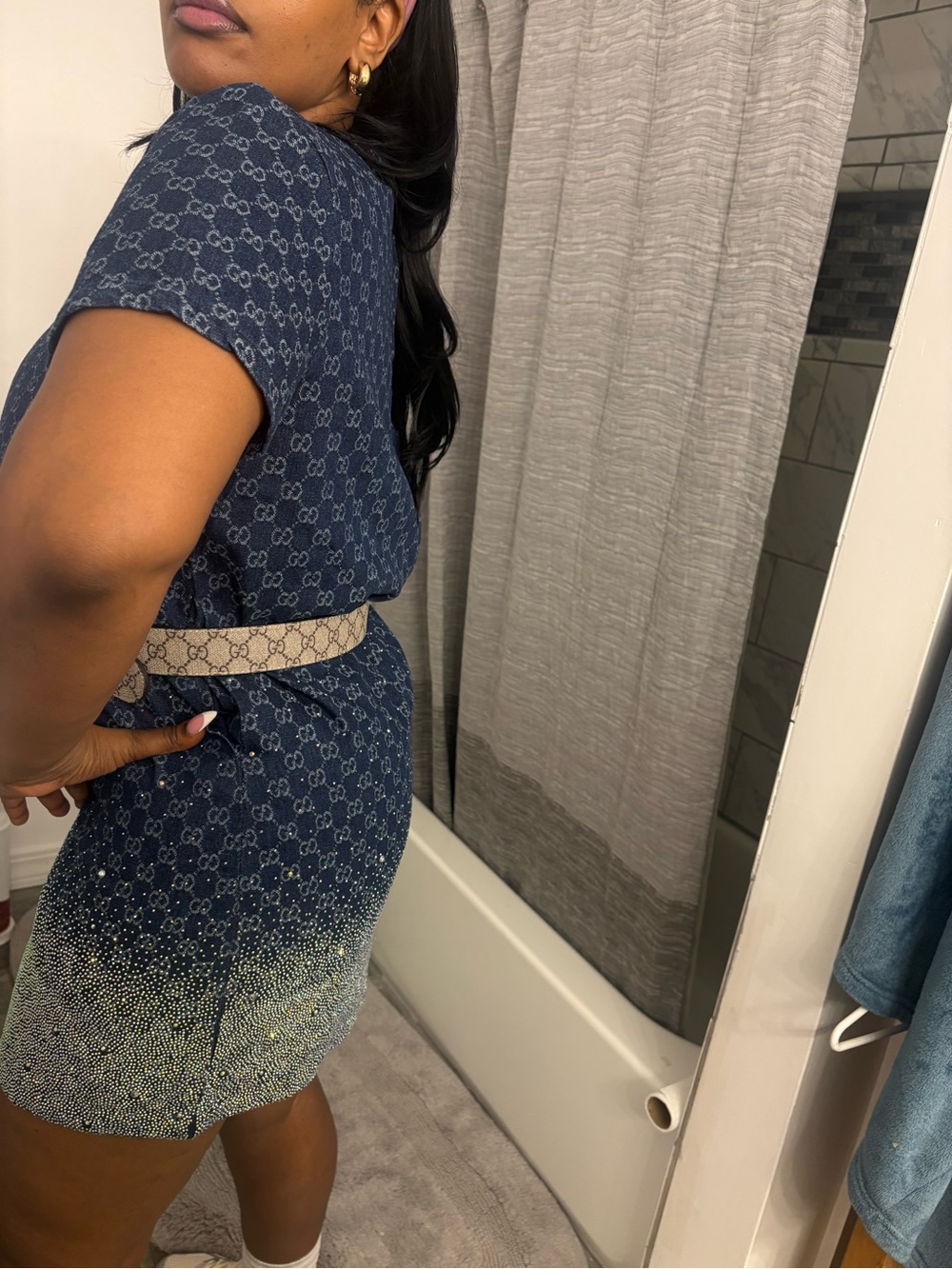 Blue Monogram Denim Dress